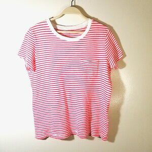 Madewell Red and White Striped Pocket T-Shirt Small